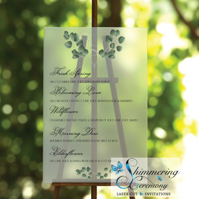 Acrylic Coin Eucalyptus Bar Menu Wedding Sign Etsy